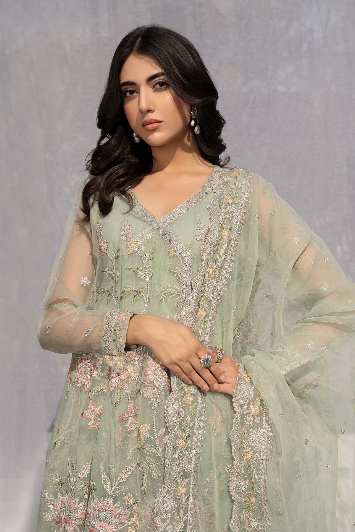 3 PIECE EMBROIDERED ORGANZA SUIT | SF-EF24-19